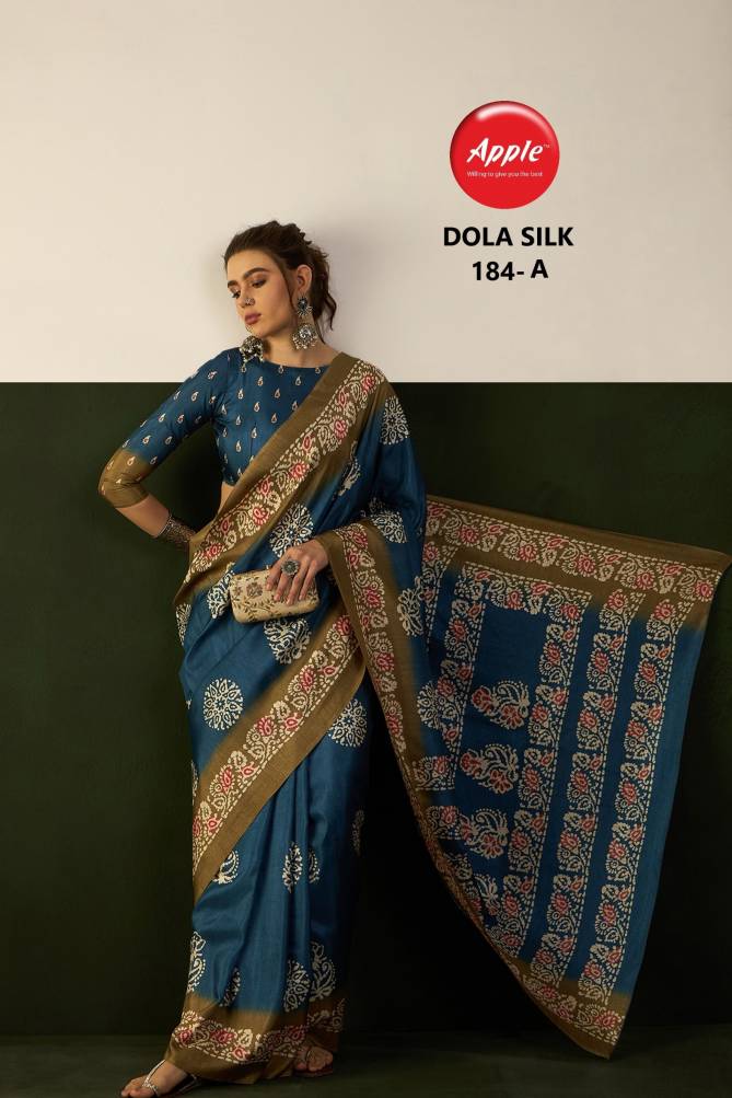 Dola 184 By Apple Printed Dola Silk Sarees Wholesale Clothing Suppliers In India
